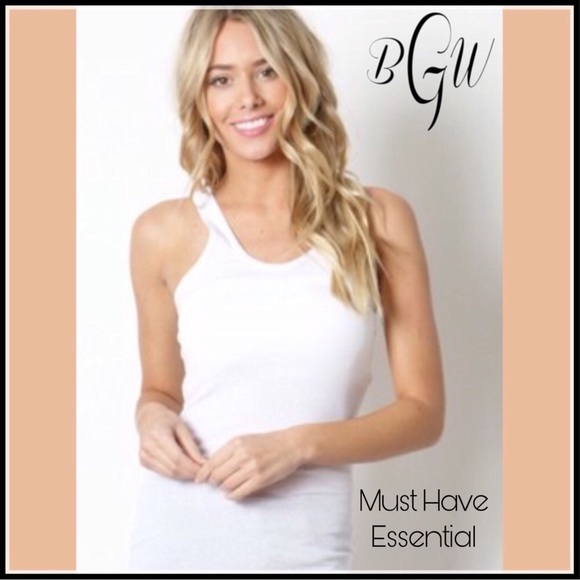 Boutique with Grace Tops - 🌺🆕Ribbed White Racerback Tank Top